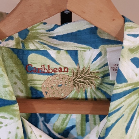 Caribbean Pineapple Shirts Caribbean Pineapple Tropical Print Silk Shirt L Poshmark